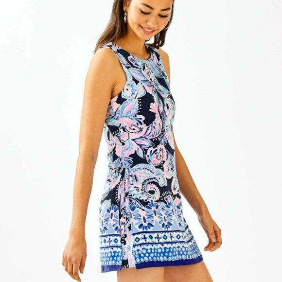 Lilly Pulitzer Donna Romper High Tide Navy Holy Flockamole Shift Dress - Picture 2 of 13